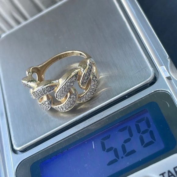 Pre-loved 14K Gold Cuban Link CZ Ring - Picture 3 of 11